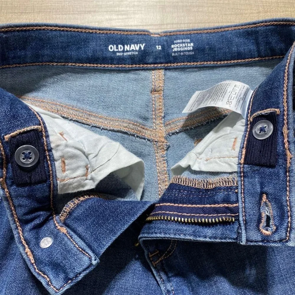 Old Navy Girls High-Rise Rockstar Distressed Jeggings Size 12 Ocean Blue‎